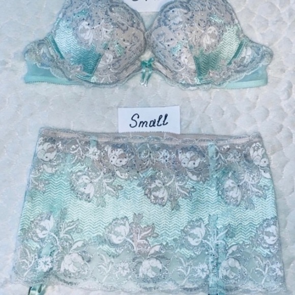 32B Set Mint Bombshell Seduction Bra Mint Crystal - Picture 2 of 10